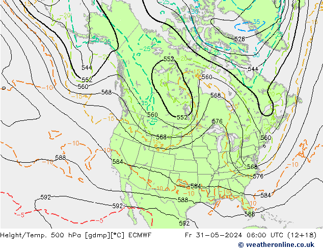 Z500/Yağmur (+YB)/Z850 ECMWF Cu 31.05.2024 06 UTC