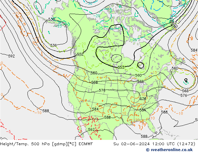 Z500/Rain (+SLP)/Z850 ECMWF Ne 02.06.2024 12 UTC