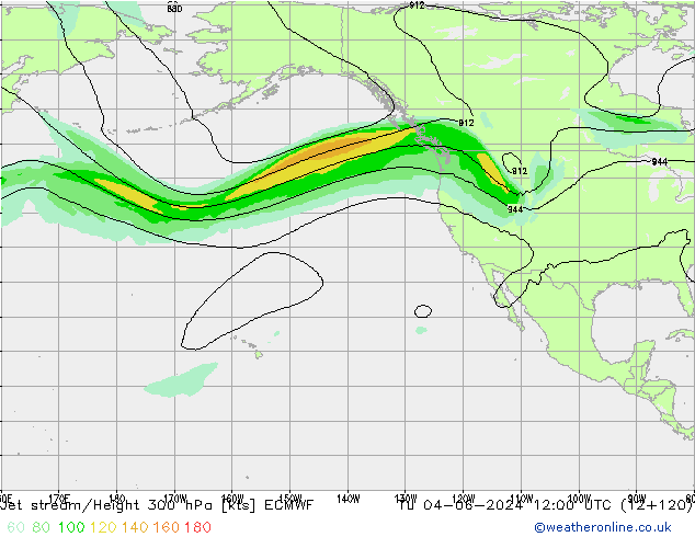 Jet stream/Height 300 hPa ECMWF Tu 04.06.2024 12 UTC