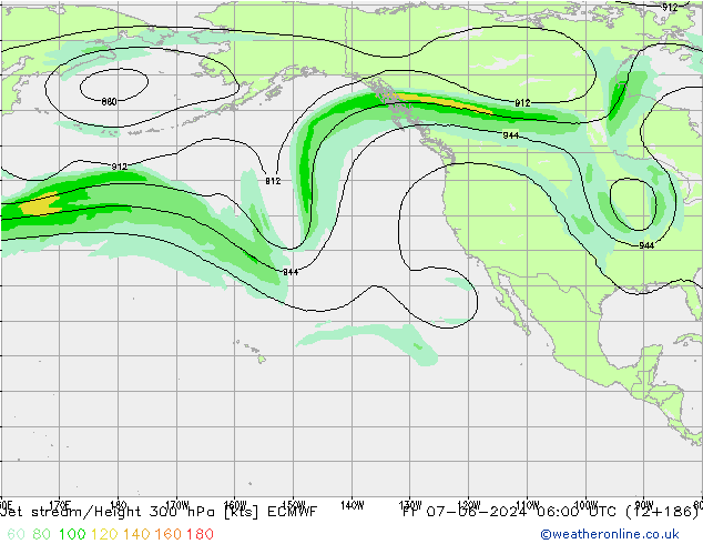 Jet stream/Height 300 hPa ECMWF Pá 07.06.2024 06 UTC