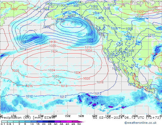 Z500/Rain (+SLP)/Z850 ECMWF dom 02.06.2024 12 UTC