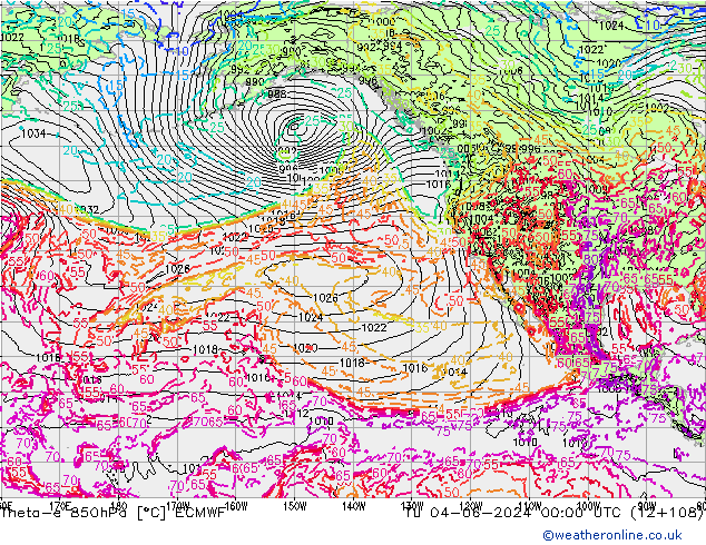 Theta-e 850hPa ECMWF Sa 04.06.2024 00 UTC