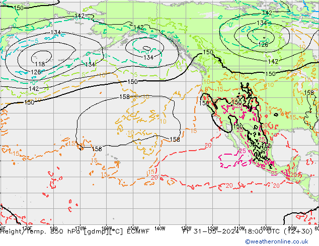 Z500/Rain (+SLP)/Z850 ECMWF  31.05.2024 18 UTC