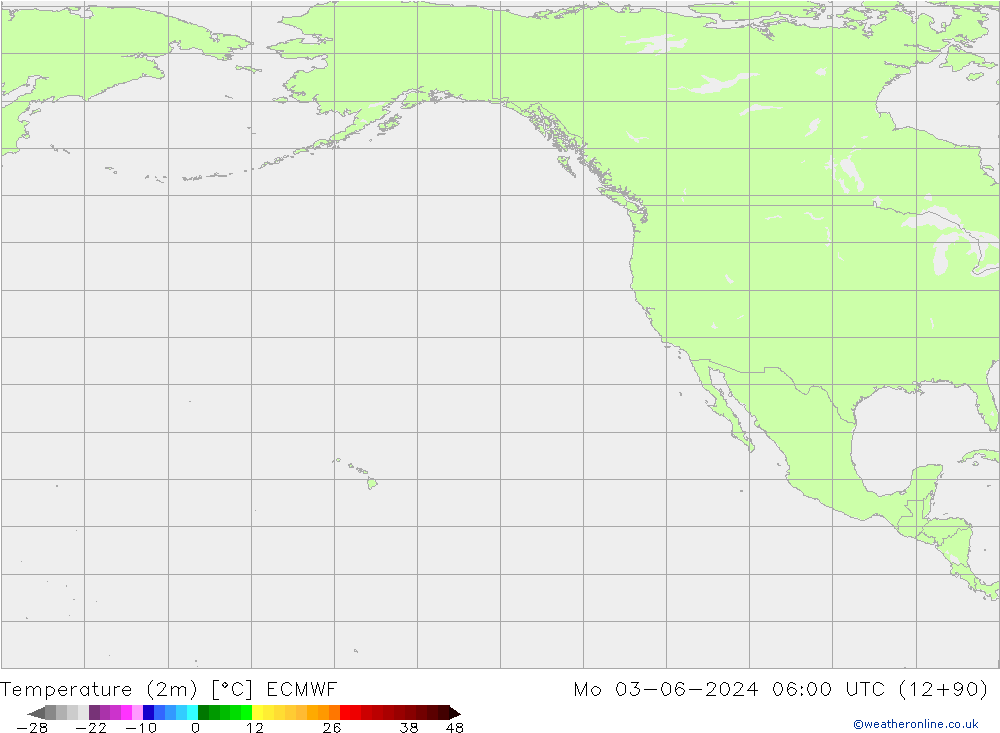 Sıcaklık Haritası (2m) ECMWF Pzt 03.06.2024 06 UTC