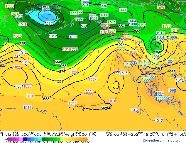 500-1000 hPa Kalınlığı ECMWF Çar 05.06.2024 18 UTC