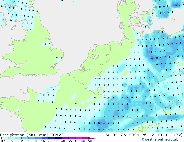 Z500/Rain (+SLP)/Z850 ECMWF dom 02.06.2024 12 UTC