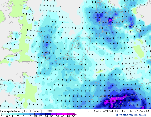 Precipitação (12h) ECMWF Sex 31.05.2024 12 UTC