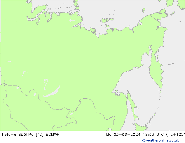 Theta-e 850hPa ECMWF Mo 03.06.2024 18 UTC