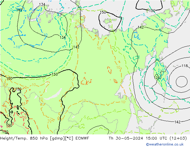 Hoogte/Temp. 850 hPa ECMWF do 30.05.2024 15 UTC