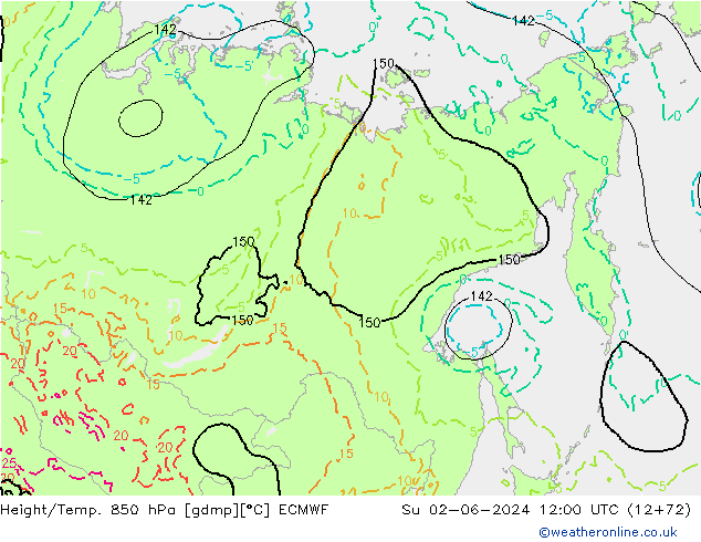 Z500/Rain (+SLP)/Z850 ECMWF  02.06.2024 12 UTC