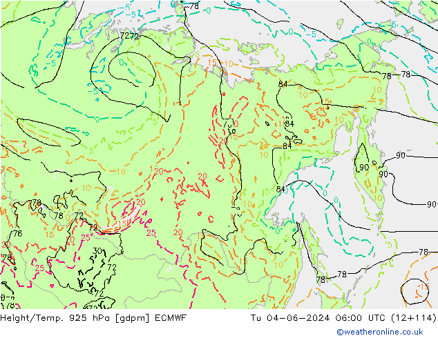 Height/Temp. 925 hPa ECMWF Ter 04.06.2024 06 UTC
