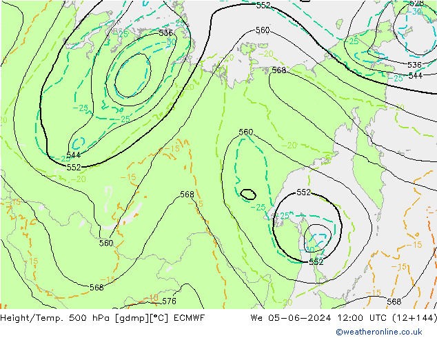 Z500/Rain (+SLP)/Z850 ECMWF mié 05.06.2024 12 UTC