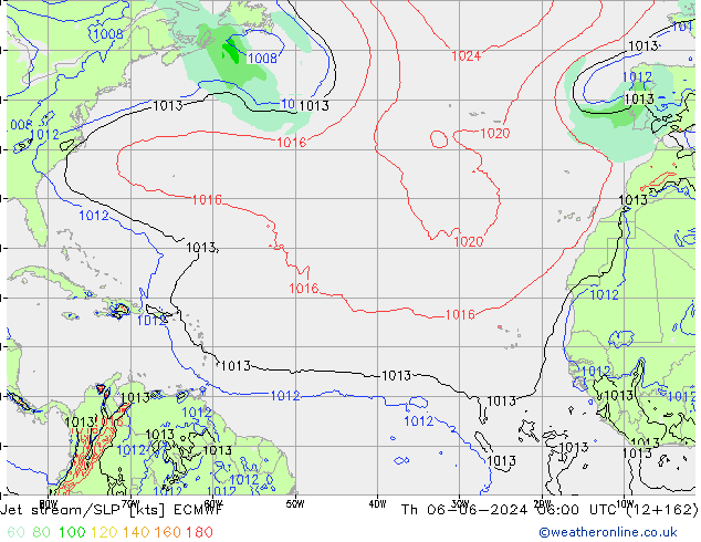 Jet Akımları/SLP ECMWF Per 06.06.2024 06 UTC