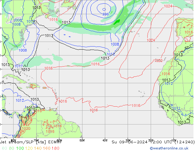 Prąd strumieniowy ECMWF nie. 09.06.2024 12 UTC