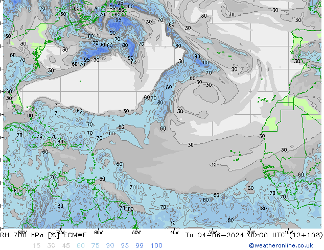 Humedad rel. 700hPa ECMWF mar 04.06.2024 00 UTC