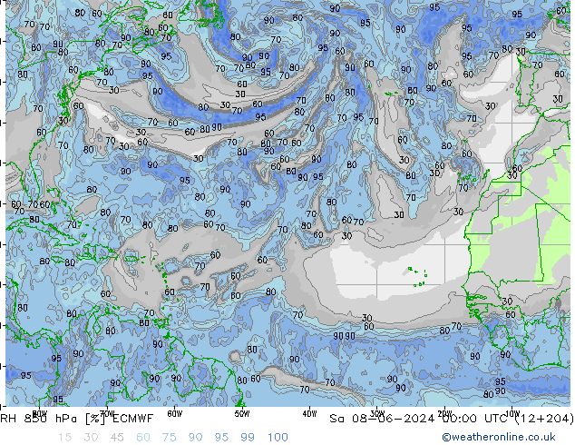 RV 850 hPa ECMWF za 08.06.2024 00 UTC