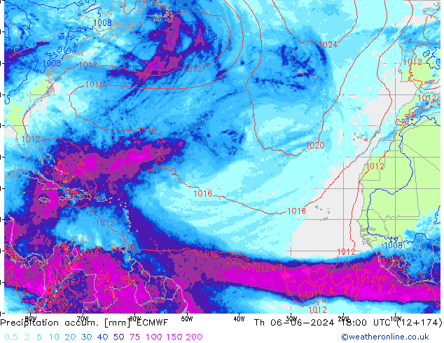 Precipitation accum. ECMWF Qui 06.06.2024 18 UTC