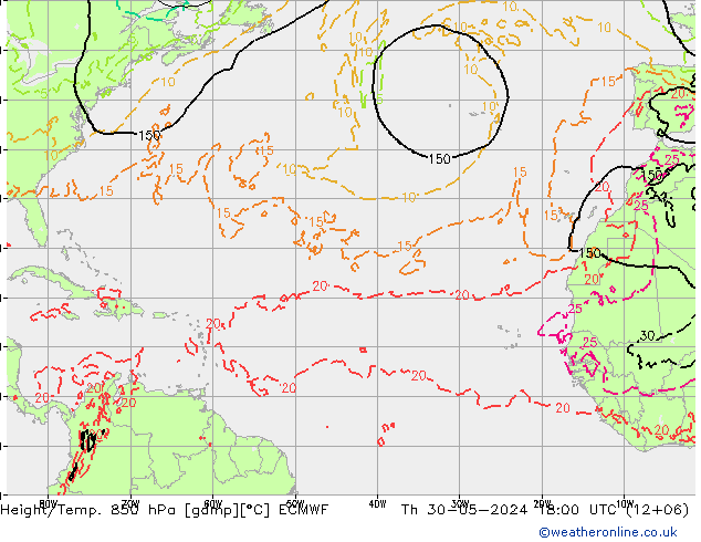 Z500/Rain (+SLP)/Z850 ECMWF Th 30.05.2024 18 UTC