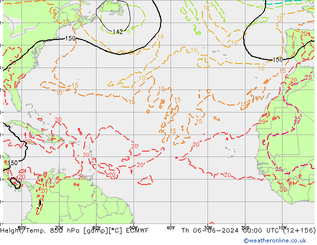 Height/Temp. 850 hPa ECMWF Th 06.06.2024 00 UTC