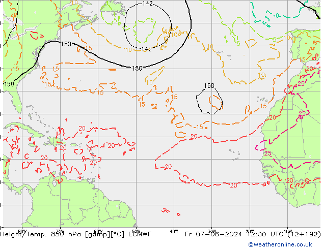 Z500/Rain (+SLP)/Z850 ECMWF Fr 07.06.2024 12 UTC