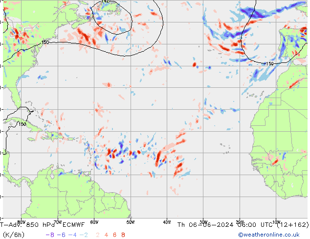 T-Adv. 850 hPa ECMWF do 06.06.2024 06 UTC