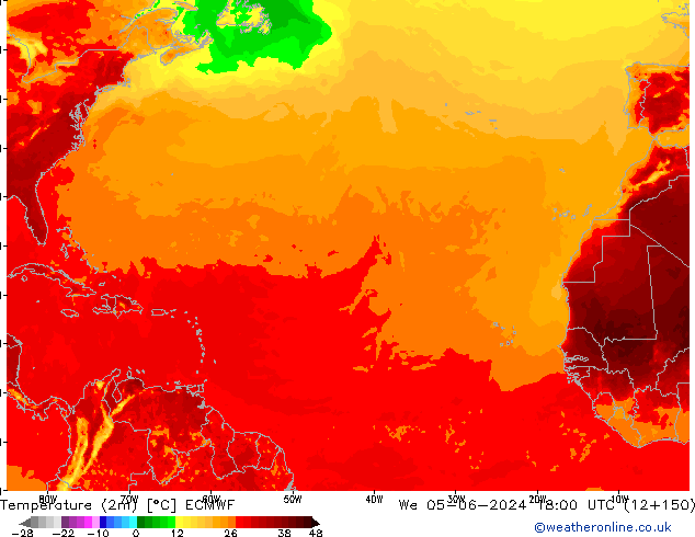 Temperature (2m) ECMWF St 05.06.2024 18 UTC