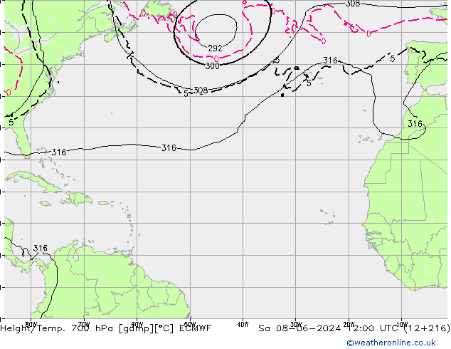 Yükseklik/Sıc. 700 hPa ECMWF Cts 08.06.2024 12 UTC