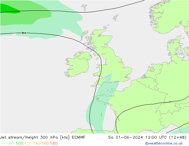 Corriente en chorro ECMWF sáb 01.06.2024 12 UTC
