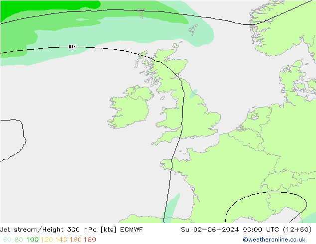 Straalstroom ECMWF zo 02.06.2024 00 UTC