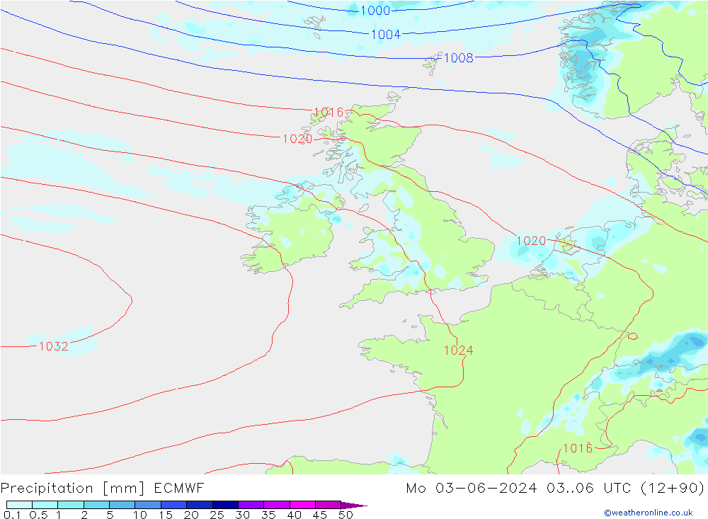 Precipitation ECMWF Mo 03.06.2024 06 UTC