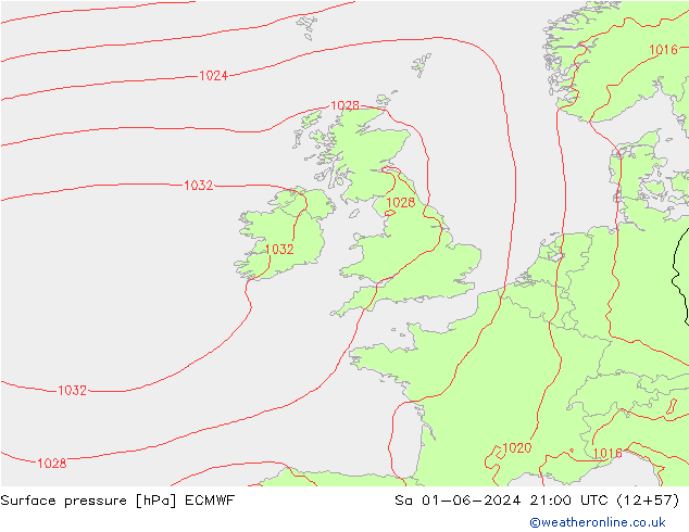 Atmosférický tlak ECMWF So 01.06.2024 21 UTC