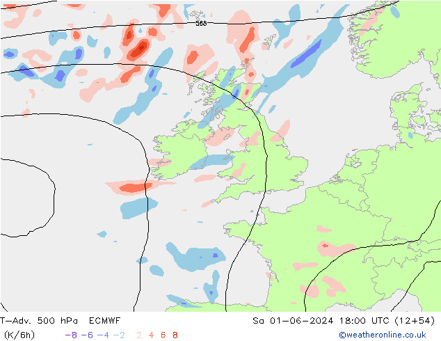 T-Adv. 500 hPa ECMWF Sáb 01.06.2024 18 UTC