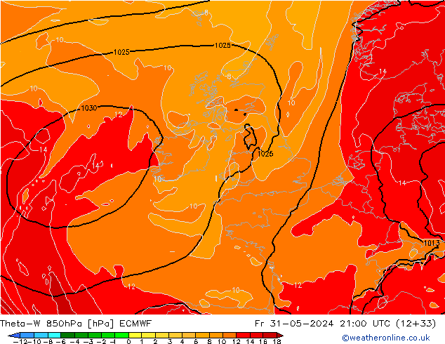 Theta-W 850hPa ECMWF ven 31.05.2024 21 UTC