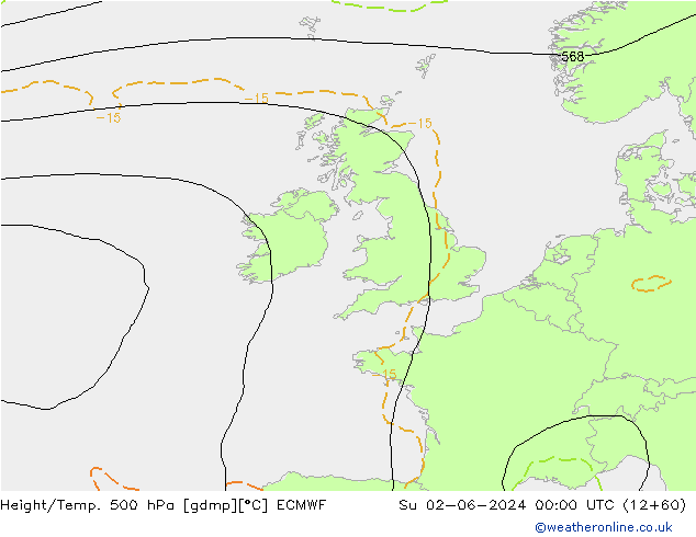 Z500/Rain (+SLP)/Z850 ECMWF Su 02.06.2024 00 UTC