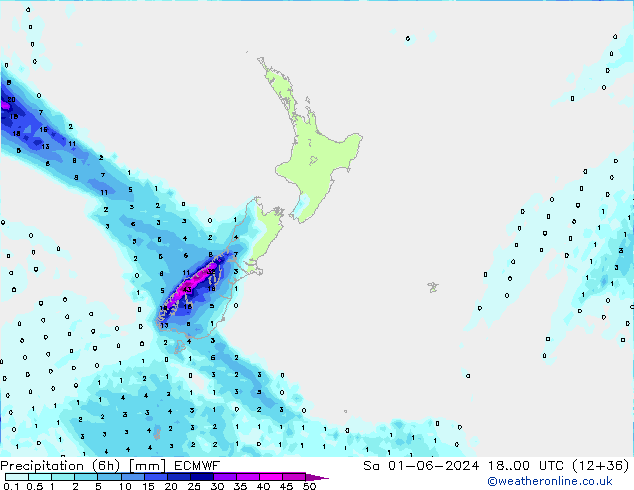 Z500/Rain (+SLP)/Z850 ECMWF сб 01.06.2024 00 UTC