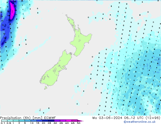 Z500/Yağmur (+YB)/Z850 ECMWF Pzt 03.06.2024 12 UTC