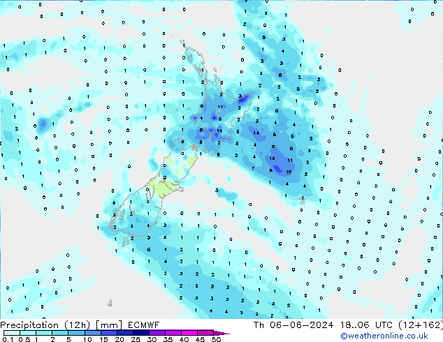 Precipitazione (12h) ECMWF gio 06.06.2024 06 UTC