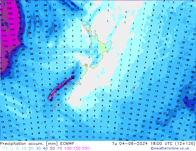 Toplam Yağış ECMWF Sa 04.06.2024 18 UTC