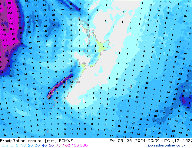 Precipitation accum. ECMWF  05.06.2024 00 UTC