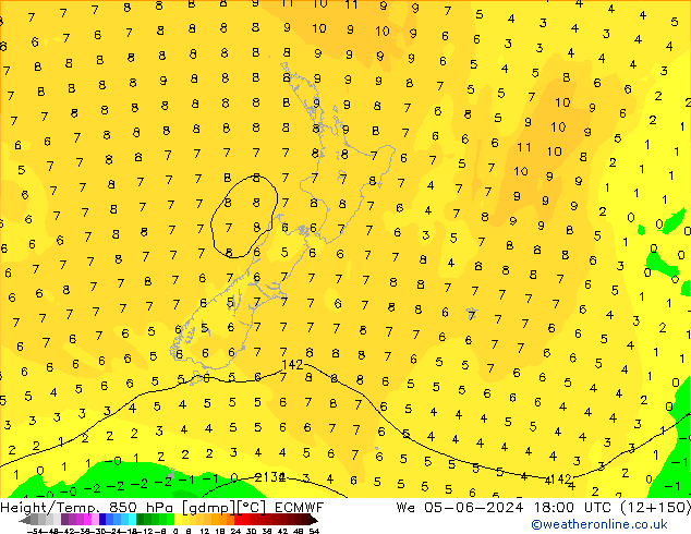 Z500/Rain (+SLP)/Z850 ECMWF St 05.06.2024 18 UTC