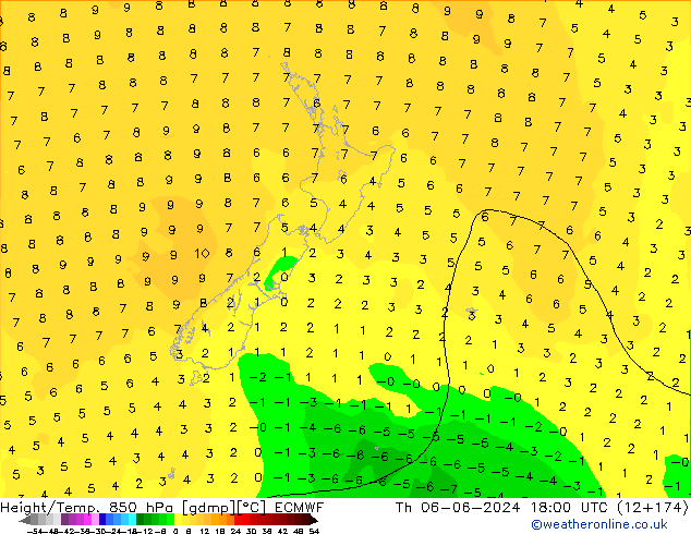 Yükseklik/Sıc. 850 hPa ECMWF Per 06.06.2024 18 UTC