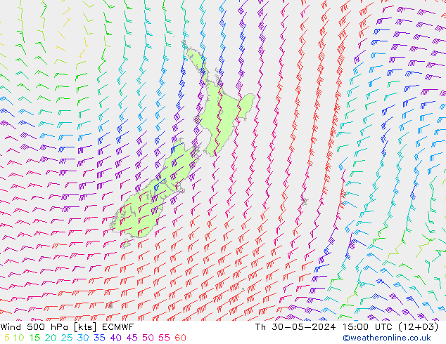 Wind 500 hPa ECMWF Th 30.05.2024 15 UTC
