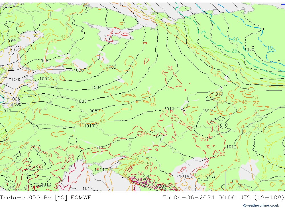 Theta-e 850hPa ECMWF mar 04.06.2024 00 UTC