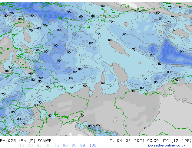 RH 925 hPa ECMWF Di 04.06.2024 00 UTC