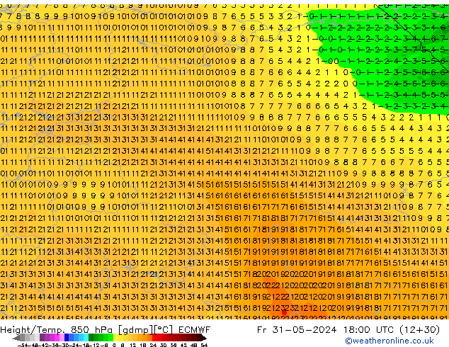 Z500/Rain (+SLP)/Z850 ECMWF vie 31.05.2024 18 UTC