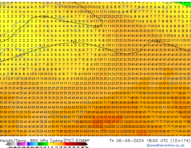 Z500/Rain (+SLP)/Z850 ECMWF Th 06.06.2024 18 UTC