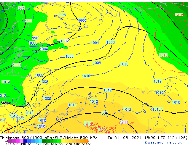 Thck 500-1000hPa ECMWF Út 04.06.2024 18 UTC