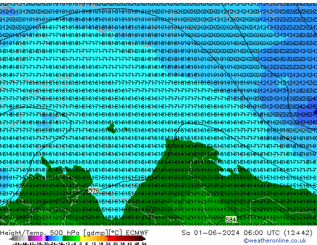 Z500/Rain (+SLP)/Z850 ECMWF Sa 01.06.2024 06 UTC