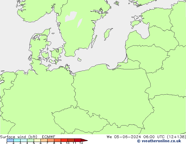 Surface wind (bft) ECMWF St 05.06.2024 06 UTC