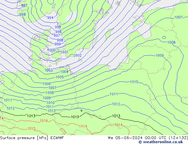 Luchtdruk (Grond) ECMWF wo 05.06.2024 00 UTC